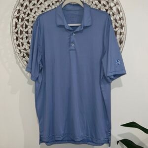 Johnnie-O blue and white striped golf polo size large